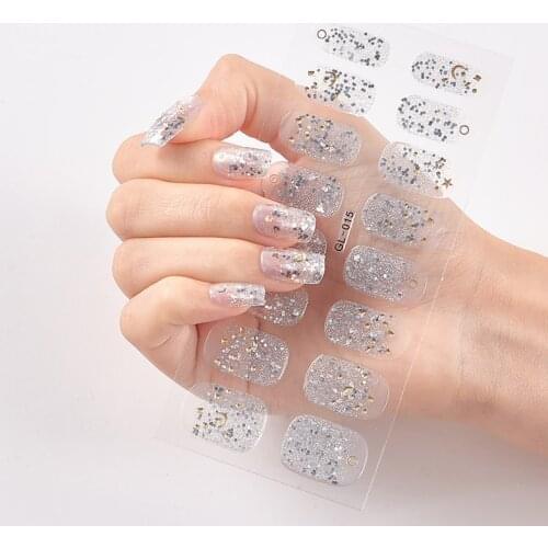 16 Tips/Sheet Glitter Series Powder Sequins Nail Decoration Nails Art Decoration Full Cover Nail Stickers Manicure Designed