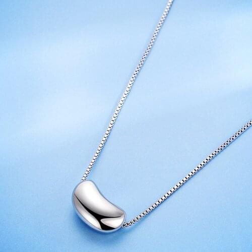 Fashion Female 925 Sterling Silver Bean Pendants And Necklaces For Women Wedding Party Vintage Jewelry Gift Free Shipping GaaBou