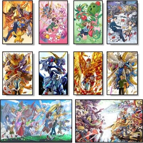 Popular Anime Digimon Poster Pictures Canvas Paintings and Prints Cuadros Art Deco Mural Home Childrens Room Wall Decoration