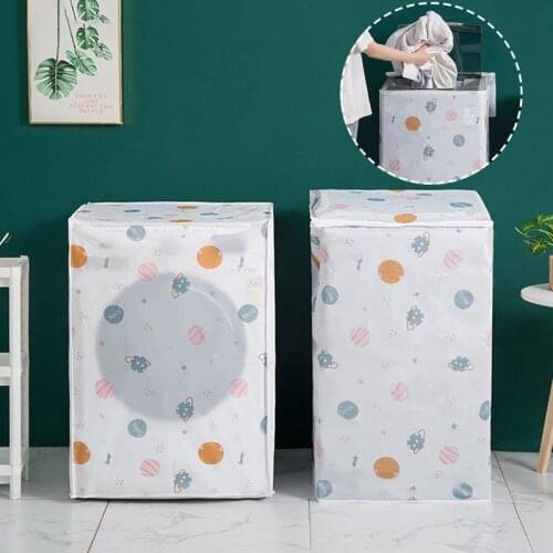 PEVA Waterproof Washing Machine Cover Dust Cover Household Automatic Pulsator Drum Type Zipper Duster Bathroom Accessories