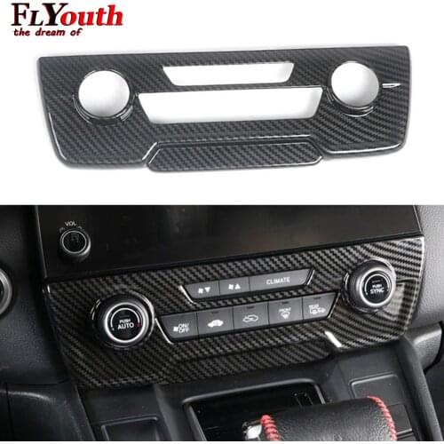 Carbon Fiber Black Grain Central Contral Panel Air Conditioning Outlet Vent Covers Frame for Honda CR-V 2021- 2017