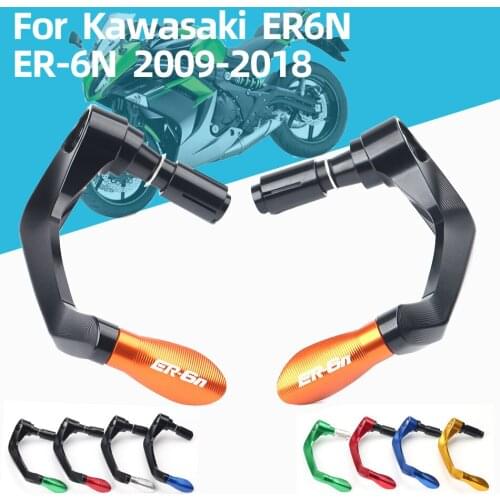 With Logo For Kawasaki ER6N ER-6N 2009 -2018 Motorcycle 7/8"22mm CNC Handlebar Grips Guard Brake Clutch Levers Guard Protector