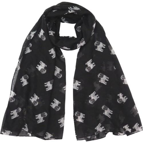 Cute Dog Pug Pet Animal Print Womens Scarf Shawl Wrap Gift Winter Spring Accessory Large Size Soft Lightweight, Free Shipping