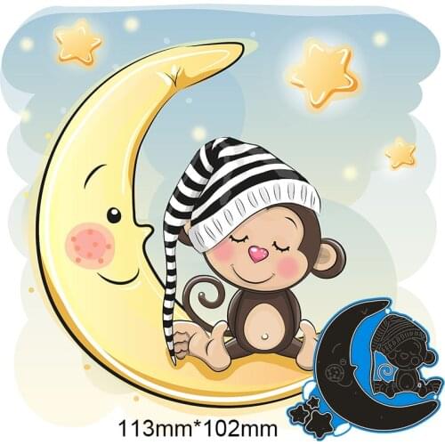 113*102mm moon monkey new Metal Cutting Dies for decor card DIY Scrapbooking stencil Paper Album template Dies