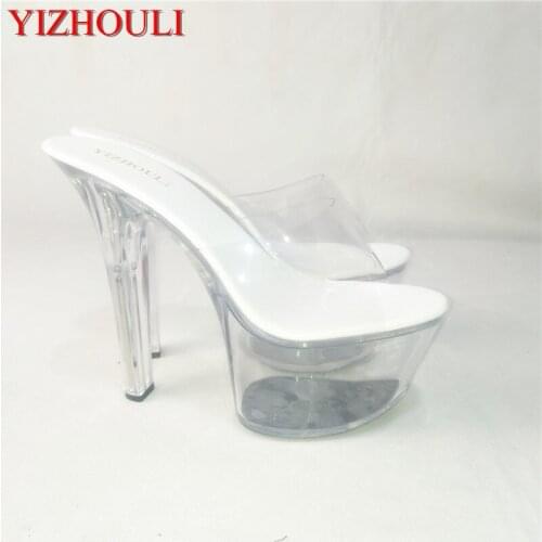 17cm superfine shoes luxuriant multi-drill sexy thick shoes bottom catwalk shows female cool slippers at home
