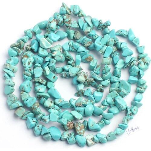 High Quality 5-8mm Pretty Blue Turquoises Freeform Gravel Turquoises DIY Gems Loose Beads Strand 34" Jewelry Making w1632