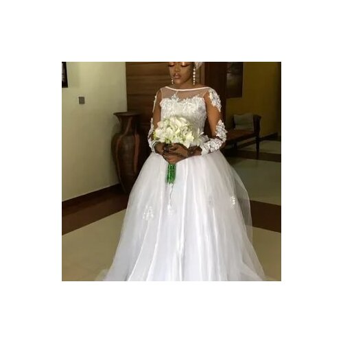 Robe De Mariee Long Sleeves IIIsion LaceWedding Dress Robe De Soiree Tulle Formal Simple Vestido De Novia