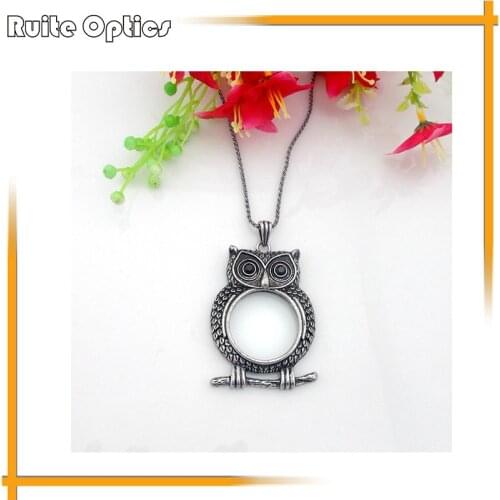 1PC 3x Portable Gift Owl Necklace Reading Magnifier Decoration Pendant Necklace Decorative Magnifying Glass Loupe