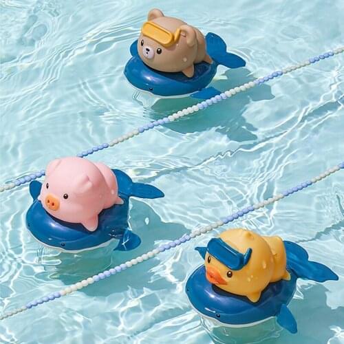 1PCS Cute Cartoon Animal Pull the bath toy pig Classic Baby Water Toy Infant Swim Turtle Wound-up Chain Clockwork Kids Beach Toy
