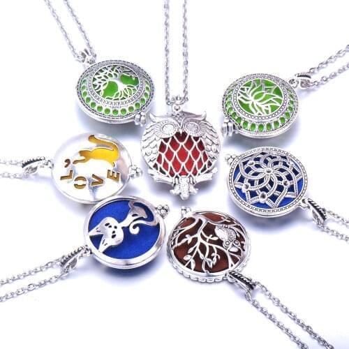 10Pcs/Lot Aroma Diffuser Necklace Open Antique Vintage Lockets Pendant Perfume Essential Oil Aromatherapy Locket Necklace
