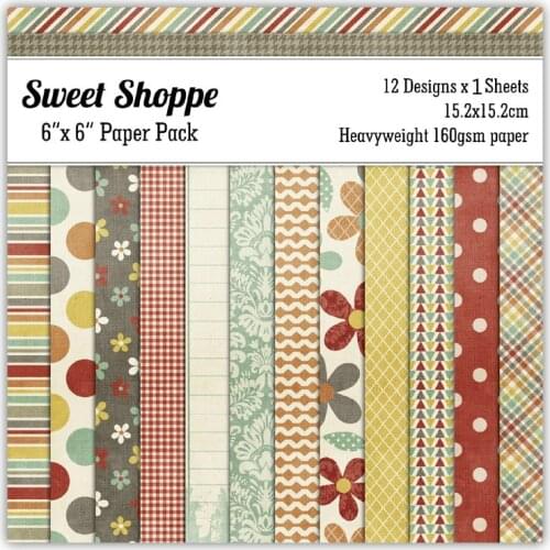 KLJUYP 12 Sheets Sweet Shoppe Scrapbooking Pads Paper Origami Art Background Paper Card Making DIY Scrapbook Paper Craft