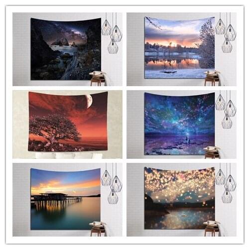 130x150cm OEM Dropshipper Home Decor Soft Material Beautiful Scenery Sea Mountain Tapestry