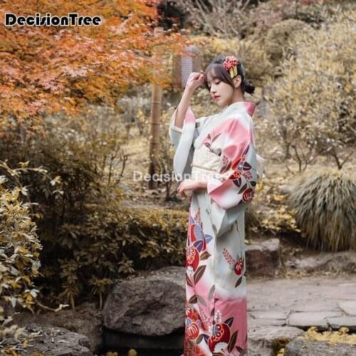 2021 woman lady japanese tradition yukata kimono flower vintage evening dress cosplay costume daily geisha kimono robe