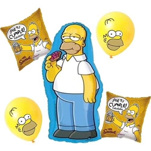 5pcs/lot New Simpsoned Foil Latex Balloons Cartoon Funny Yellow Famliy Home Balloon Birthday Party Decorations Kids Toys Globos