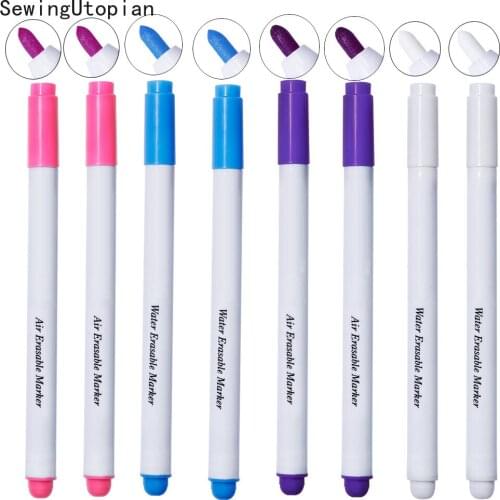 8PCS Ink Disappearing Fabric Marker Pen DIY Cross Stitch Water Erasable Pen Dressmaking Tailors Pen for Quilting Sewing Tools