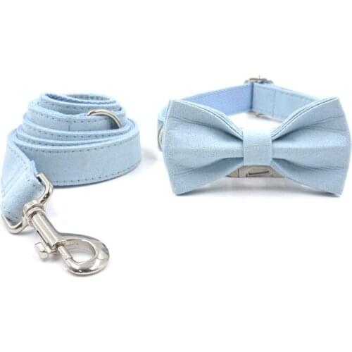 Bowtie Dog Collar for Girl Dogs Personalized Name Adjustable Pet Collar and Leash Set Heavy Duty Puppy Collar for Pug Pitbull