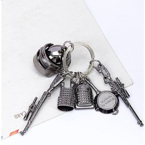 Game Keychain Playerunknowns Battlegrounds Backpack Armor Helmet Pan 98k Flare Gun Keyring Key Chain Ring Army Jewelry Wholesale