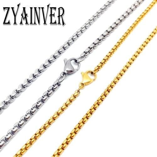 1pcs/lot Stainless Steel 3mm Wide Square Rolo Round Box Chain Necklaces Mens Jewelry Making Findings Women Gifts Hanging Pendant