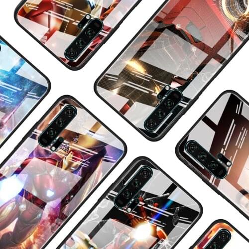 Iron Man Cool Marvel for Honor 30 20 10 9X Pro Plus Lite 8X Huawei Y8P Y6P Y5P Y9 Y7 Y6 2019 Tempered Glass Phone Case
