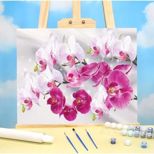 Flower Orchid DIY Paint By Numbers Set Oil Paints 40*50 Canvas Painting Loft Wall Picture Adults Handicraft Wholesale Drawing