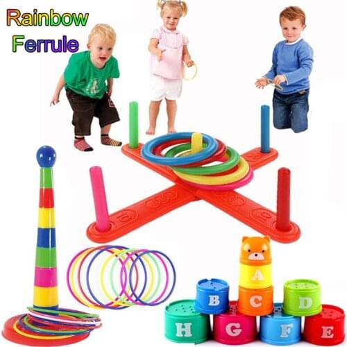 Throwing game Stacking Cup&Sports Circle Ferrule Stacked Layers Throwing Game Parent-Child Interactive Ferrule Kids Outdoor Toys