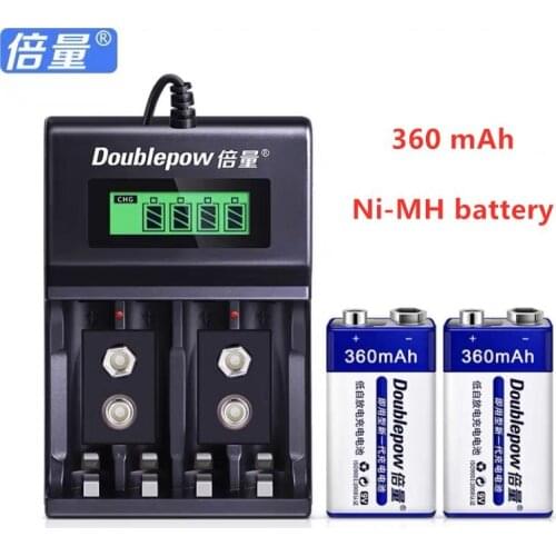 Doublepow 9 V Battery 360 mAh multimeter microphone Battery + 9V/AA/AAA rechargeable battery charger LCD smart display charger