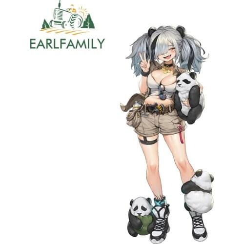 EARLFAMILY 13cm x 5.7cm for Girl and Panda Decal Snowboard Motorcycle Helmet Waterproof Silhouette Car Stickers Vinyl Car Wrap