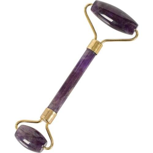 Feng Shui Jade Roller Massager Natural Amethyst Quartz Facial Roller Massage Jade Stone W3423