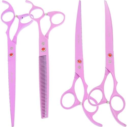Purple Dragon 8.0" Pets Grooming Scissors Professional Dog Cat Cutting Thinning Curved Shears JP440C Animal Hair Clippers B0055B