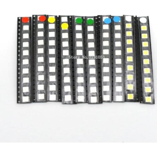 100PCS/LOT 5050 SMD LED Bead Kit White Red Blue Green Yellow 20pcs each Super Bright 5050 SMD LED Diodes Package Kit
