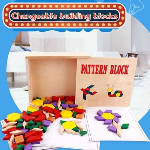 60pcs/set Variety Blocks Classic Series Assembled Wooden Toy Cognitive Geometry Tangram Jigsaw Puzzle Baby Educational Kids Toys