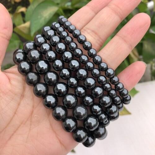 Natural Hematite Magnetic Bracelet Round Beads Crystal Healing Stone