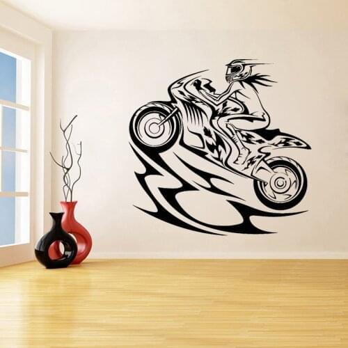 Motorcyclist Wall Sticker Girl Bedroom Decoration Motocycle Vinyl Decal Extreme Speed Racing Stickers Female Rider Knight Mural