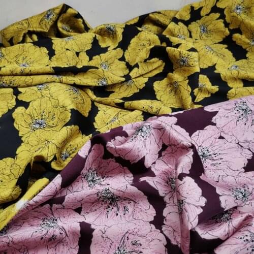 New Pajamas Dress Satin Flower Printed Fabric Small Stretchy Patchwork Shirt Scarf Textile Polyester