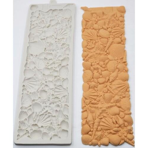 Ocean Series Molds Large Conch Starfish Shell Fondant Cake Mold Silicone Molds Marine Fondant Baking Mold Moulds PRZY