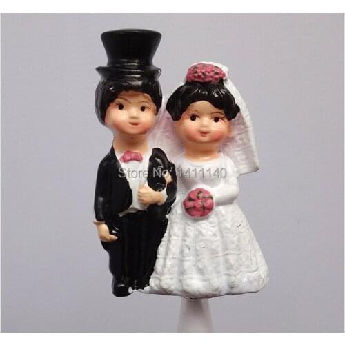 Wholesale 10pc/lot bride and groom mini wedding cake topper figurines cake decorations home decorations with free shipping