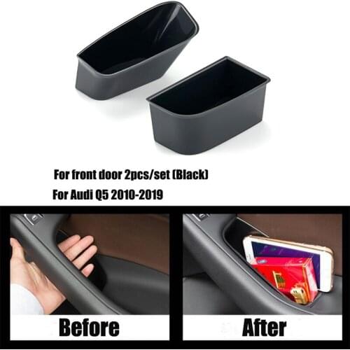 1pair Car Organizer for Audi A4 B8 A5 S5 Q5 SQ5 8R Door Handle Armrest Storage Box Container Holder Tray Accessories Car Styling