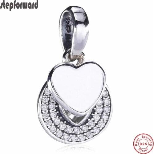 Popular Good Quality 925 Real Silver White Enamel Heart Hanging Charm For Bracelet