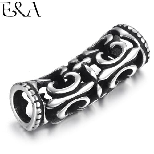 Stainless Steel Hollow Tube Beads 7mm Big Hole Slider Charm DIY Women Men Leather Cord Bracelet Clasp Making Jewelry Accessories