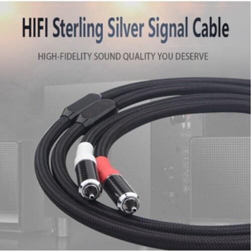 Rectangular4N Sterling Silver Conductor High Density Shielding HIFI Audio Signal Line carbon fibre RCA Connection audio