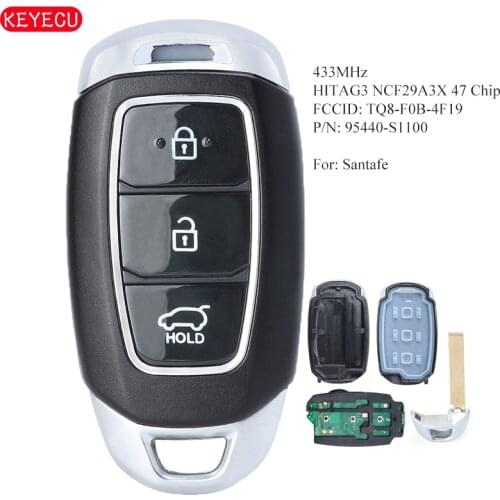 KEYECU 95440-S1100 Smart Remote Key 433MHz HITAG3 NCF29A3X 47 Chip for Hyundai Santafe 2018 2019 2020 FCCID: TQ8-F0B-4F19