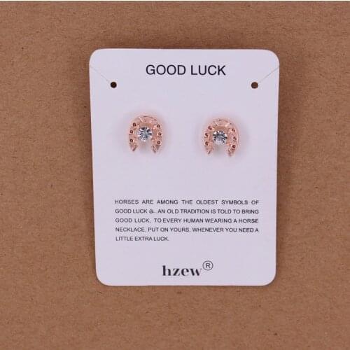 Hzew crystal Horseshoe earring cute horse two colors earrings