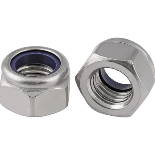 Hex Nylon Insert Lock Nut M2 M2.5 M3 M4 M5 M6 M8 M10-M20 304 Stainless Steel DIN985 Hexagon Self-locking Nylock Locknut