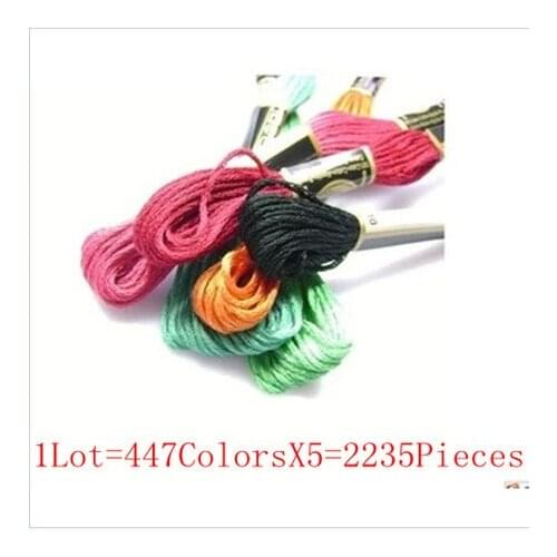 Discount Shop Cross Stitch Embroidery Thread 1Lot=447ColorsX5Sets=2235Pieces Similar DMC Thread Free Shipping