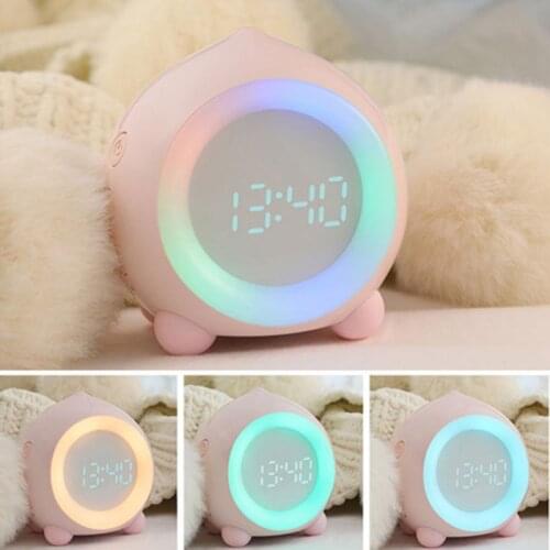 LED Digital Alarm Clock Peach Shaped Sunrise Simulator Digital Alarm Clock for Girls Boys with LED Wake Up Light Alarm Clocks