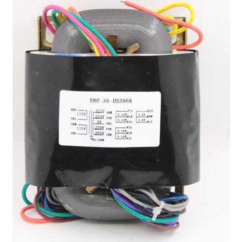 R80-36 100W R Core Transformer 260-230-0-230-260 2.5-0-2.5 (3.15-0-3.15)X2 design for preamplifer/DAC Power AMP, Low noise