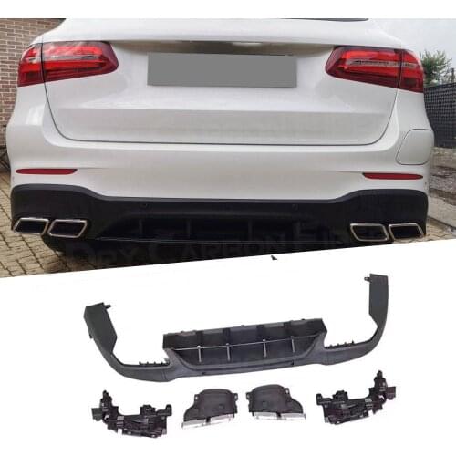 PP Rear Diffuser with Exhaust Tips for Mercedes Benz GLC X253 Sport GLC 300 GLC250 GLC43 SUV 2015-2019 Car Styling Rear Lip