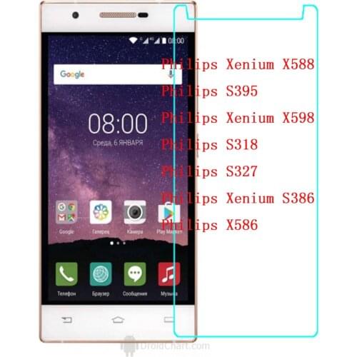 For Philips Xenium X588 X598 S386 Tempered Glass Screen Protector Protective Front Film Case FOR Philips S395 S318 S327 X586