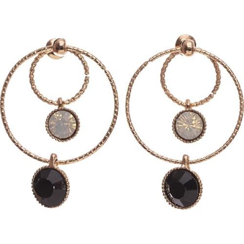Araget Earrings Nested Geçmış Gold Color Ring Black and White Cubic Zirconia Women 'S