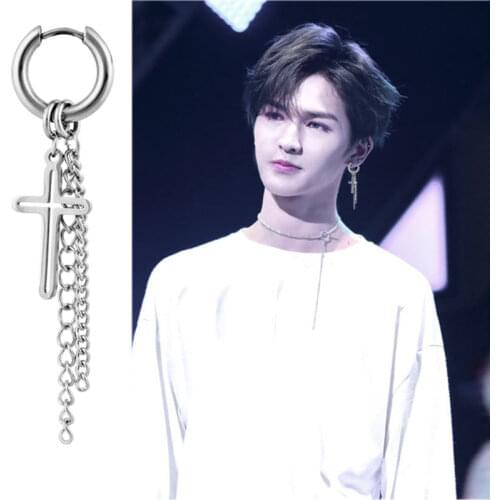 BT-S833 Single Stainless Steel Blade Earrings 2020 Korean Unisex Long Tassel Simple Earrings Boys Girls Fashion Punk Jewelry